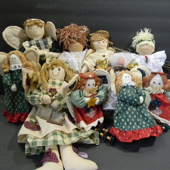 Lot of 10 Angel Tabletop Shelf Sitters Primitive Vintage Country - Picture 2 of 6